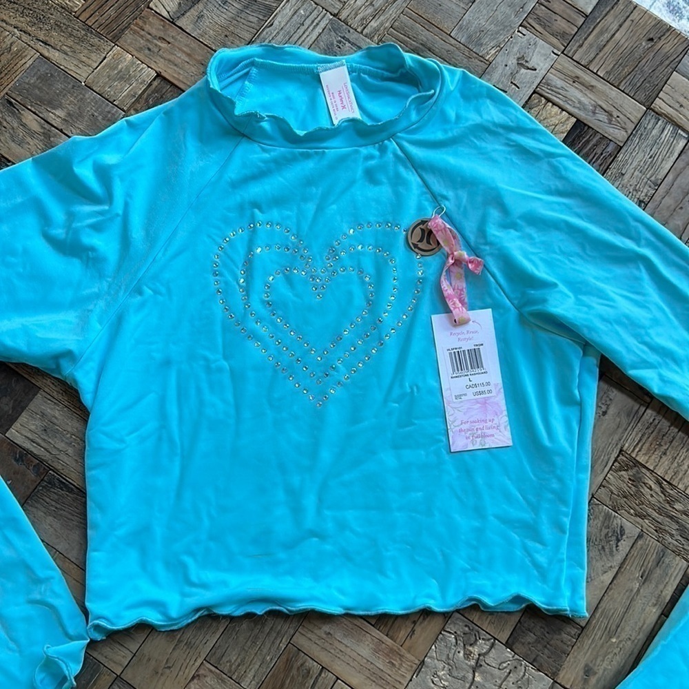 Love Shack Fancy X Hurley Girls Cropped Rashguard NWT